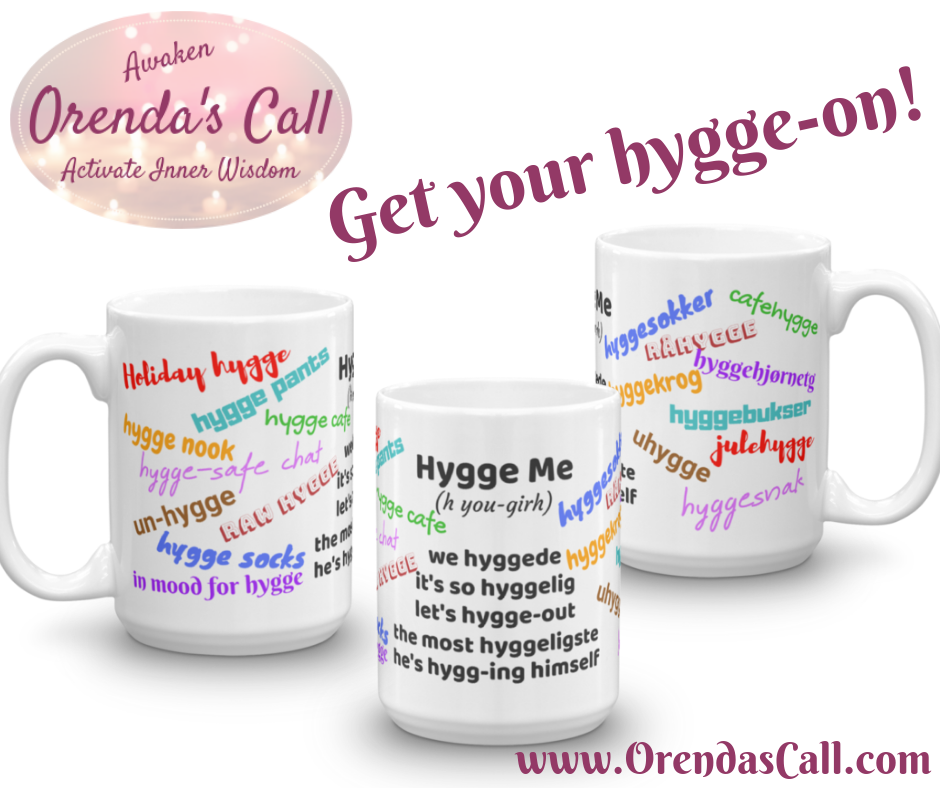 The Danish concept of Hygge (pronounced "h-you-gir") can be used as a noun, verb, adjective or compound word, so there's no stress about using the word properly or anything else for that matter! Cozy up and hygge with a warm mug of coffee, tea, glogg or anyhting else you hygge yourself with.  In fact, take two and hygge with a friend!