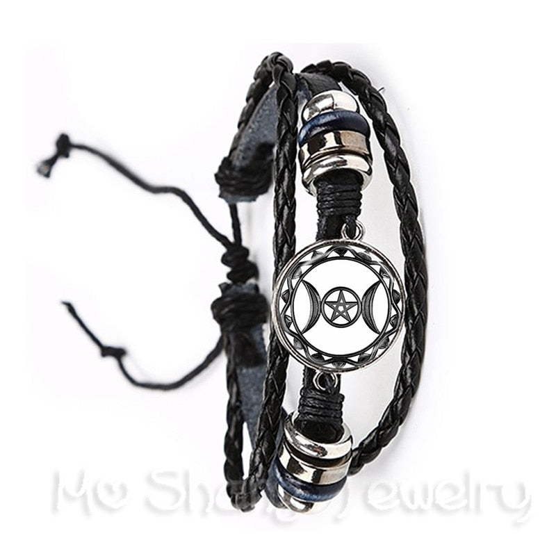 Pagan Cord and Leather Bracelet