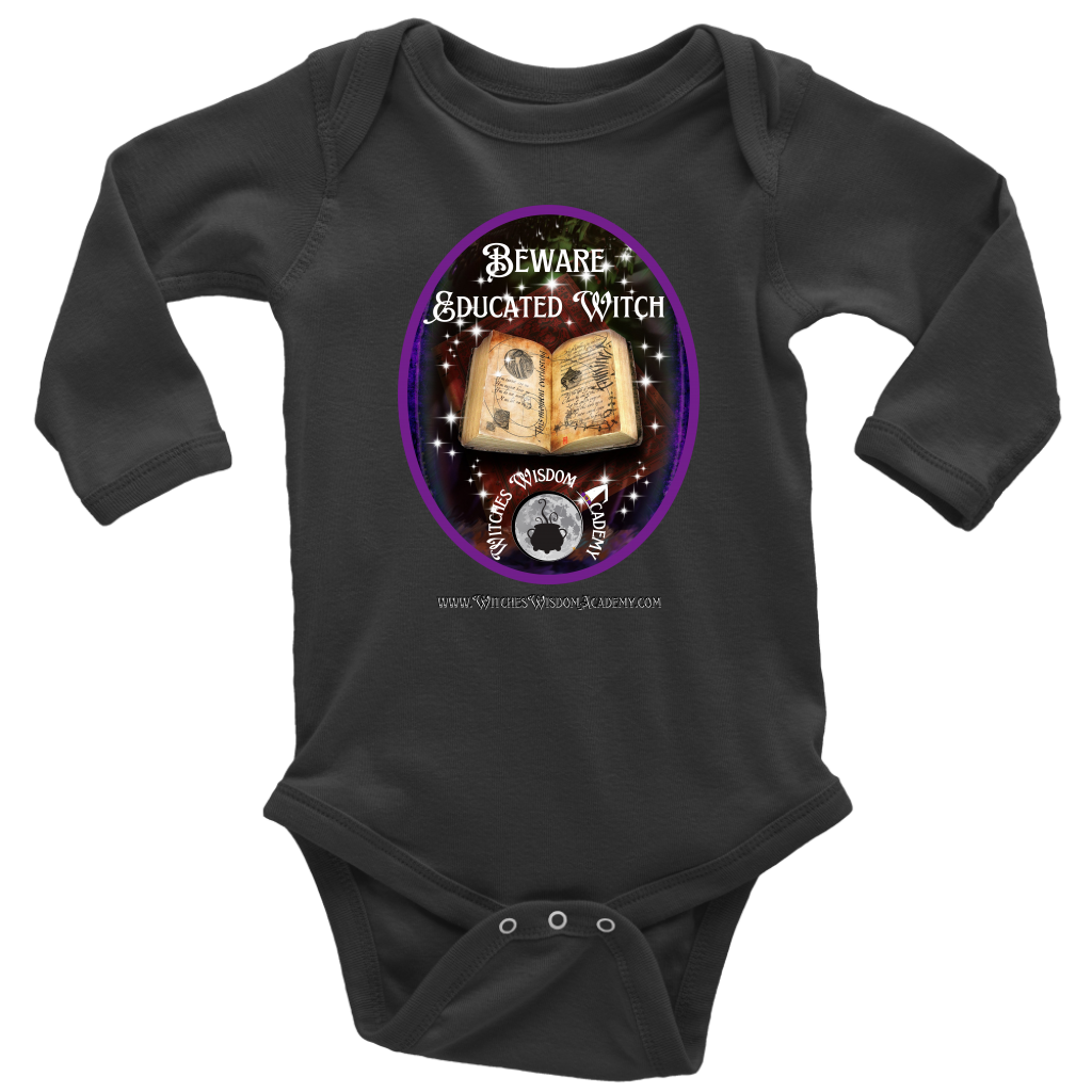 Beware Educated Witch - Long Sleeve Baby Bodysuit